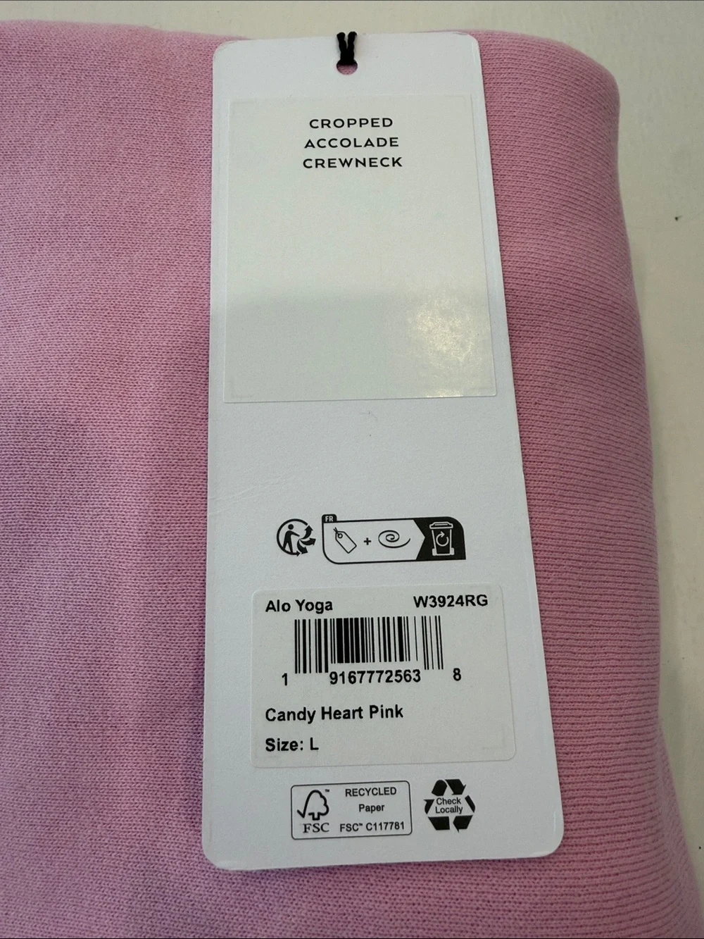 Alo cropped Accolade Crewneck size L in Candy Heart Pink - Picture 3 of 4